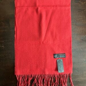 Red Acrylic Scarf w/ Tags — Classic Fringe